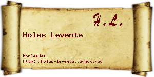 Holes Levente névjegykártya